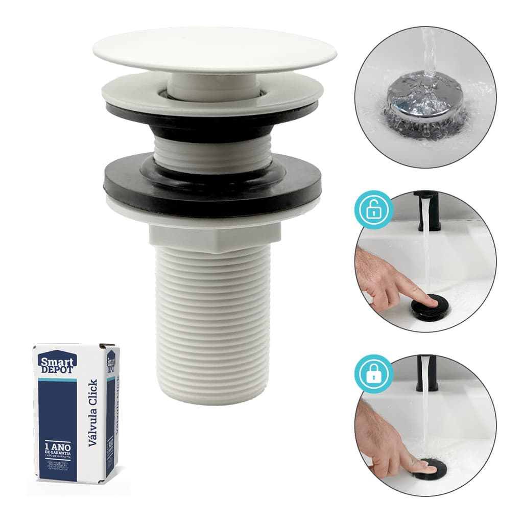 Válvula Click ABS BRANCO Lavatório G1.1/4" Smart DEPOT