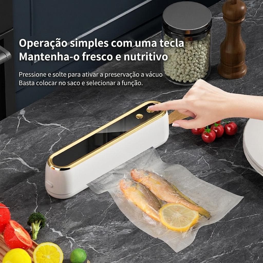 Máquina Seladora A Vácuo Portátil Sem Fio Bateria Type-C Seco Úmido Conserva Alimentos Pronta Entrega
