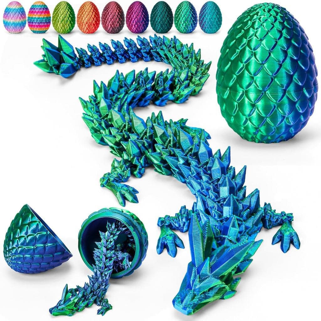 TBOLINE Ovo de dragão impresso em 3D de 12 polegadas, brinquedo de dragão de cristal elegante e móvel, modelo de animal