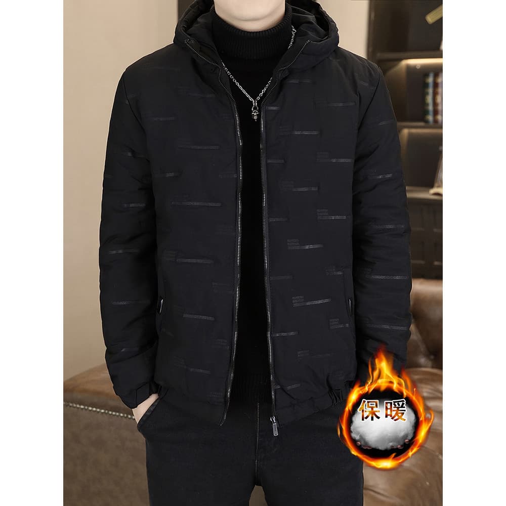 Jaqueta acolchoada de inverno estilo masculino escovado jaqueta espessada quente à prova de vento à prova de frio com ca