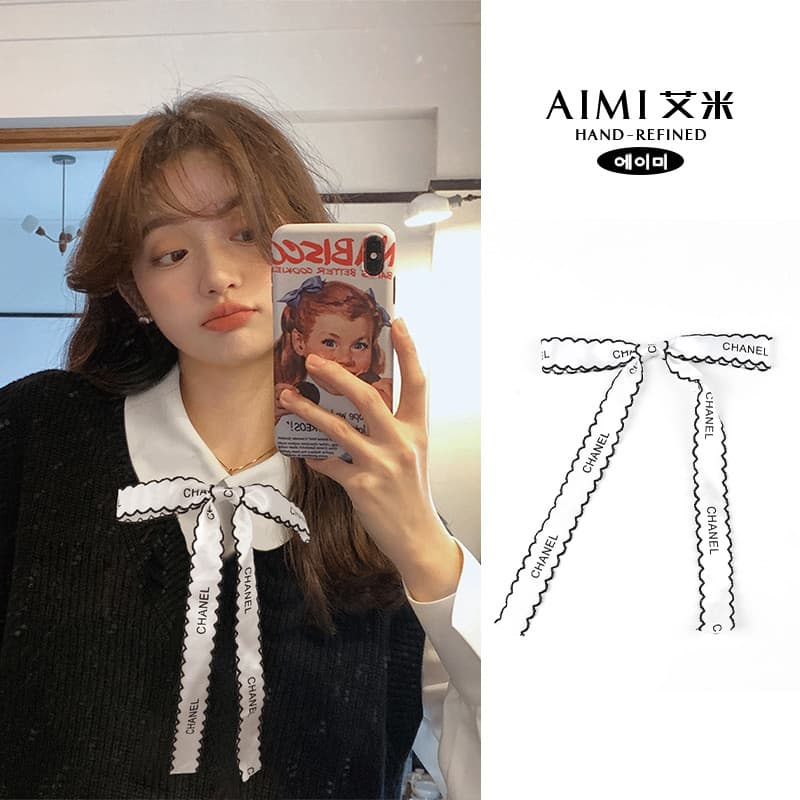 2025 novo estilo gravata borboleta Design feminino longo Streamer decote decoração elegante elegante colar pino acessóri