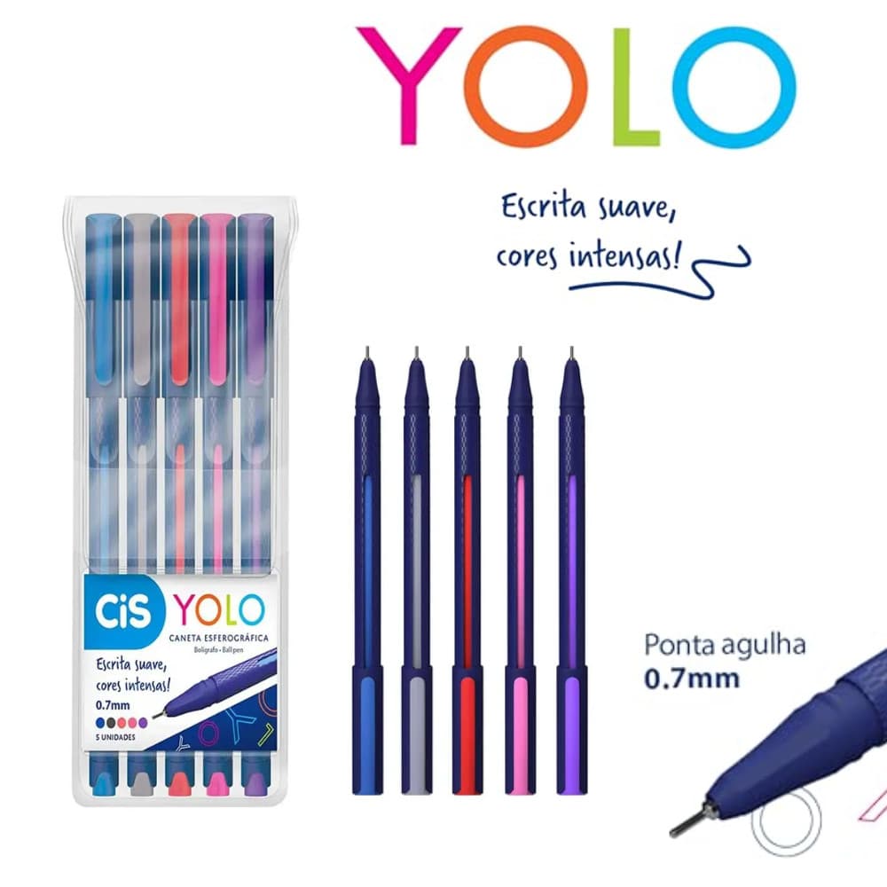 Caneta Esferográfica Cis Yolo Estojo com 5 Cores