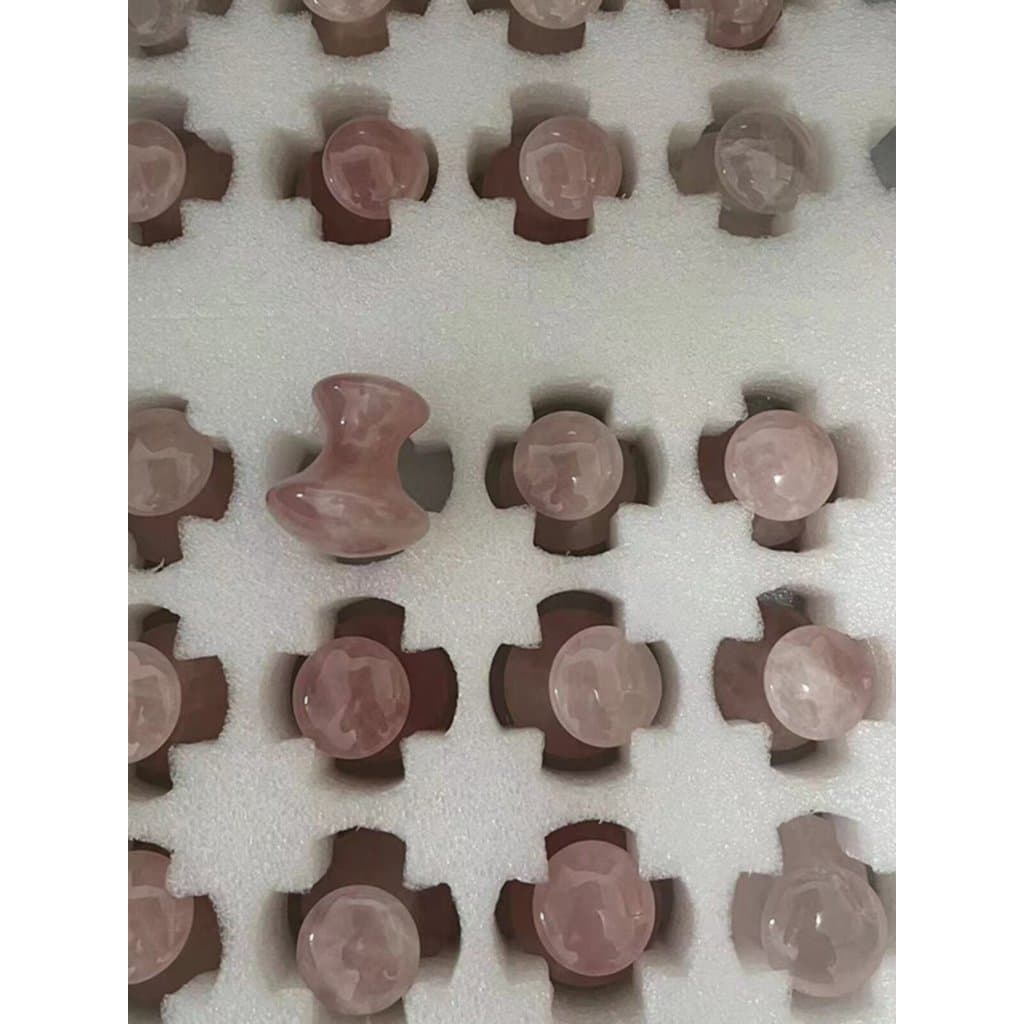 Pedra de massagem de cabeça de cogumelo de cristal rosa Facial beleza Natural cristal pequeno cogumelo Jade raspagem ten