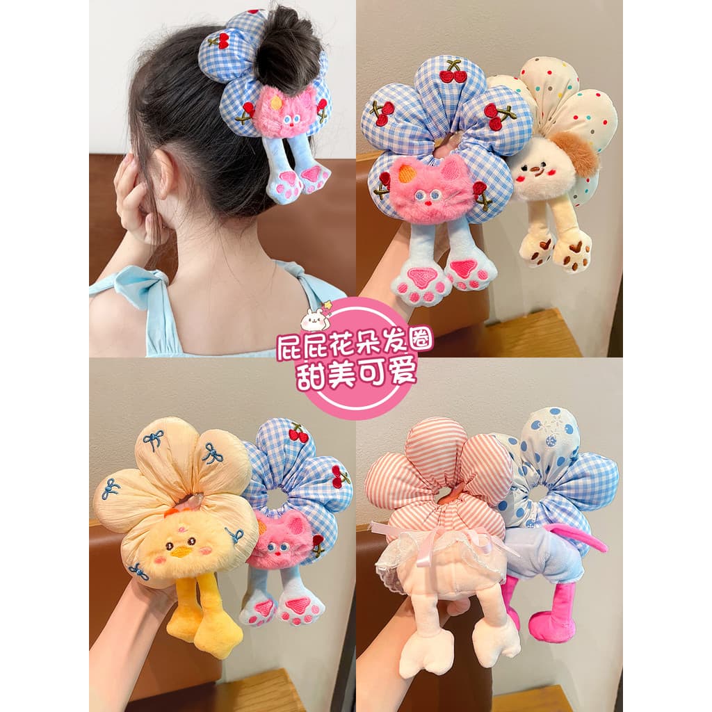 Laço de cabelo elástico para crianças, flor, 2025, novo estilo, meninas, bola, corda de cabelo, gravata fofa, cabeça de