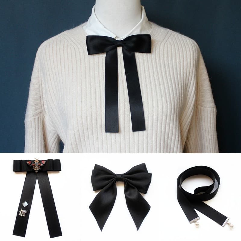 Gravata borboleta feminina estilo Preppy menina camisa camisola saia gola flor banco aeromoça estudante profissional arc