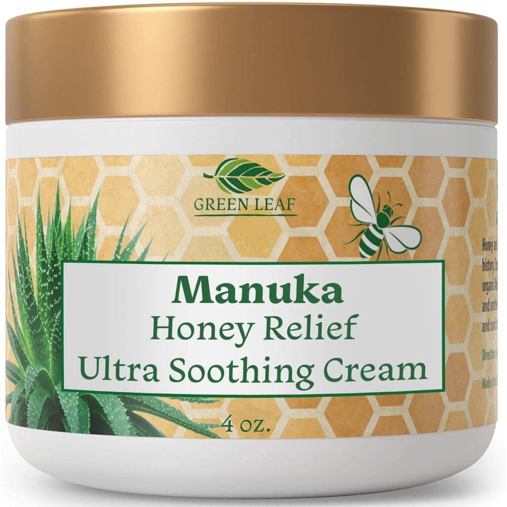 Green Leaf Naturals - Creme Facial de Mel de Manuka - 4oz - Com Aloe Vera - Infundido com Óleo de Jojoba - Creme Corpora
