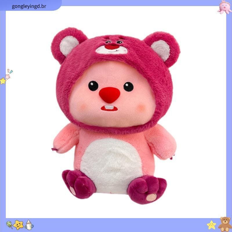 Transformação dos desenhos animados morango urso castor rubi boneca lolpy boneca travesseiro brinquedo de pelúcia Tik T