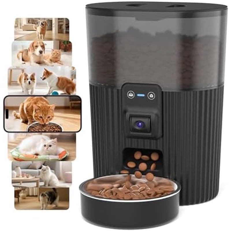 Alimentador automático para gatos de 10 litros / 12 com câmera, refeição de ângulo ajustável Dispensador de temporizador