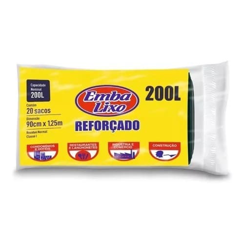 Saco Para Lixo Embalixo Refor�ado 200 L Com 20 Sacos Preto