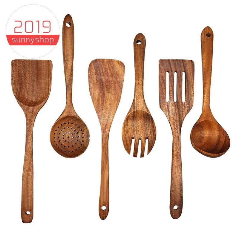 Colheres De Madeira Para Cozinhar , Utensílios De Cozinha De 6 Pces Conjunto De