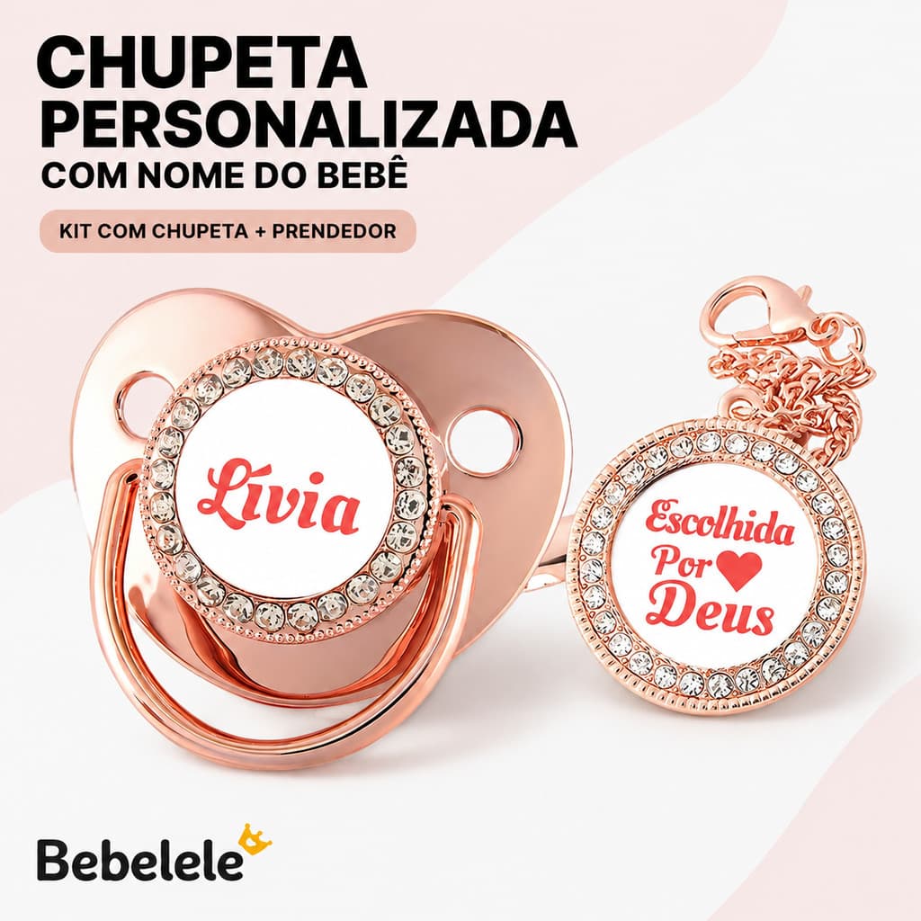 Chupeta para bebês com nome personalizado do bebê, chupeta de silicone BPA Free