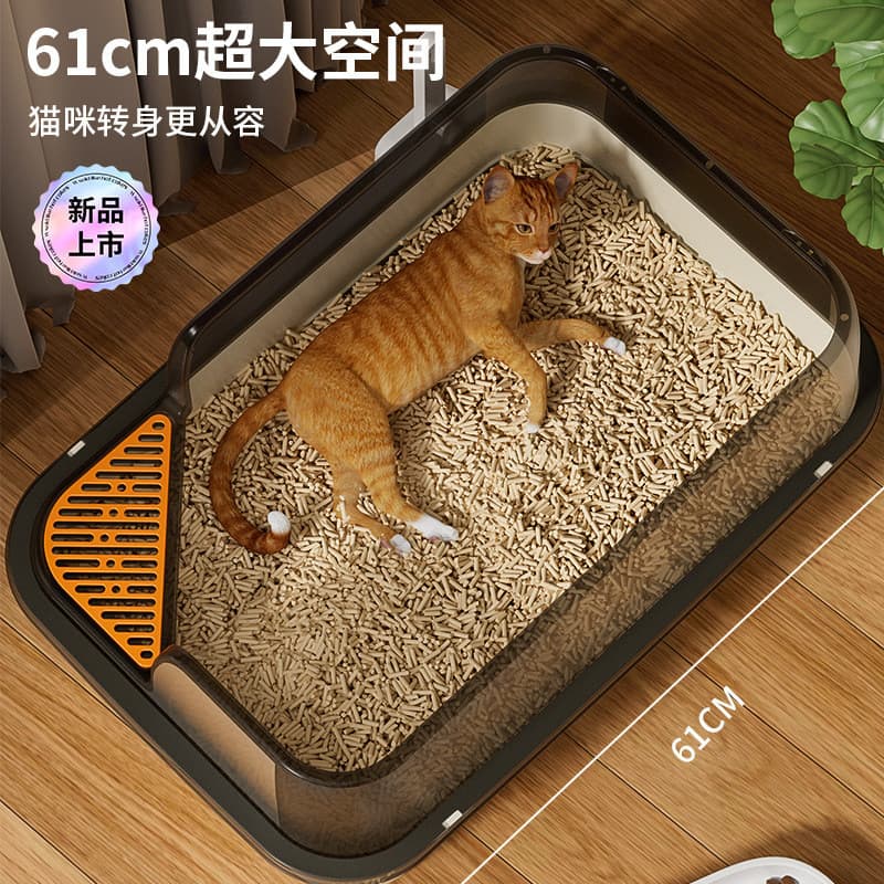 Caixa de areia gigante para gatos, desodorante à prova de respingos, à prova de areia, Extra grande, banheiro para gatos