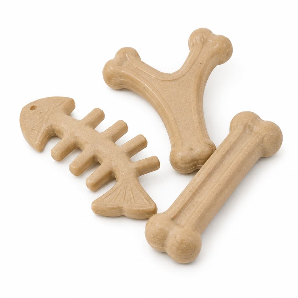 Kit 2 Mordedores Pet Fibra De Bambu Sabor Bacon