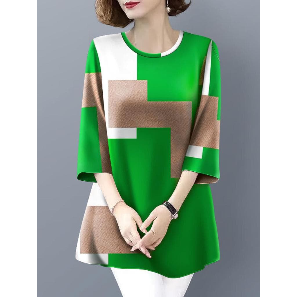 2025 verão novo estilo mãe Wear All-Match em torno do pescoço camisa de fundo capa barriga mais magro olhar camiseta fem