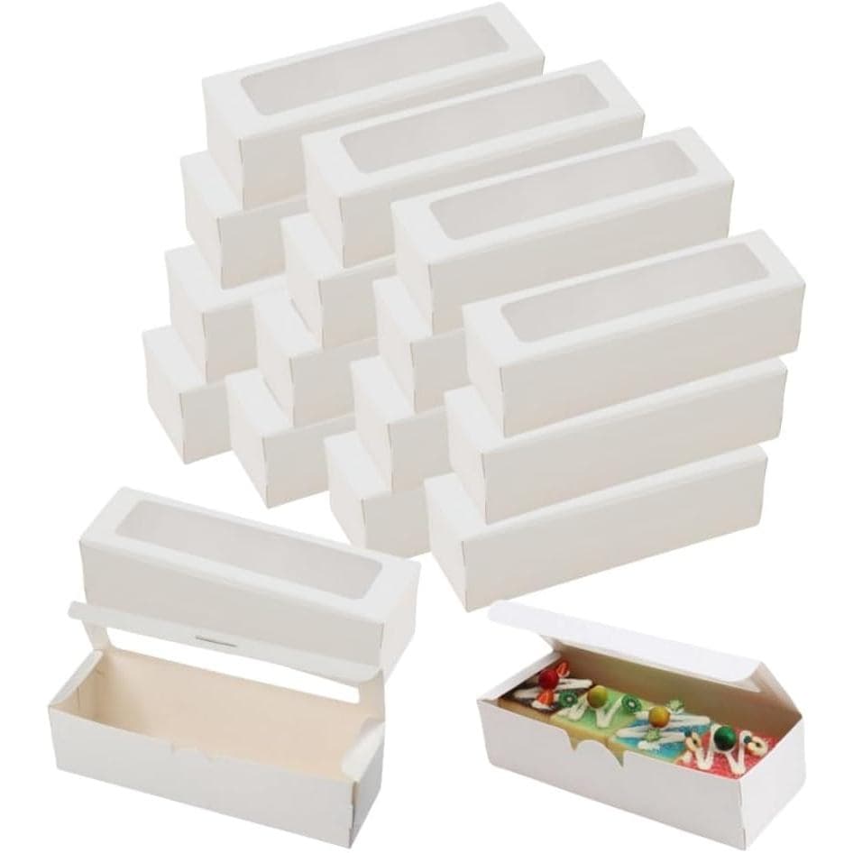20 Caixas Brancas para Muffins, 2x2x7 cm, Pequenas Caixas para Doces com Janela, Pequenas Caixas para Pão, para Macarons