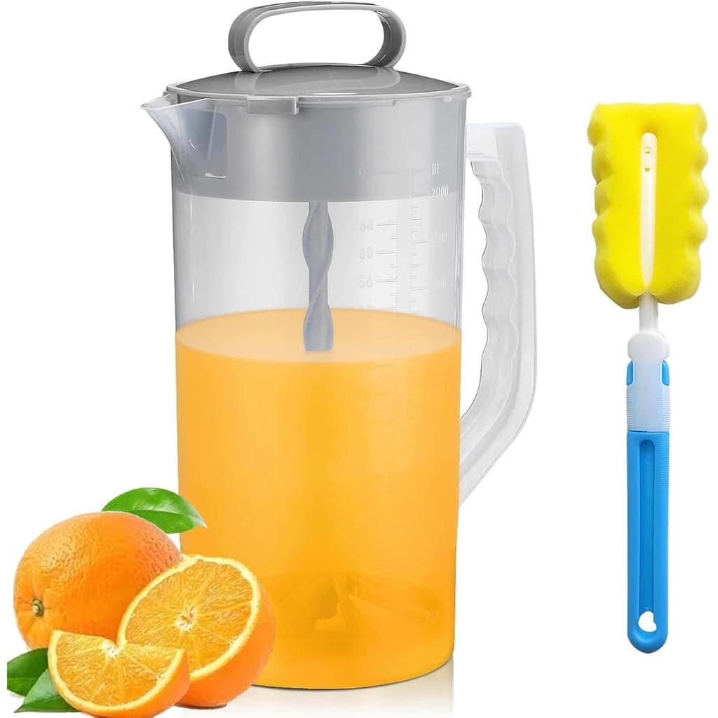 Jarra Misturadora para Bebidas com Tampa - Jarra de Suco de Boca Larga, Inclui Lâminas de Plástico e Êmbolo Misturador A