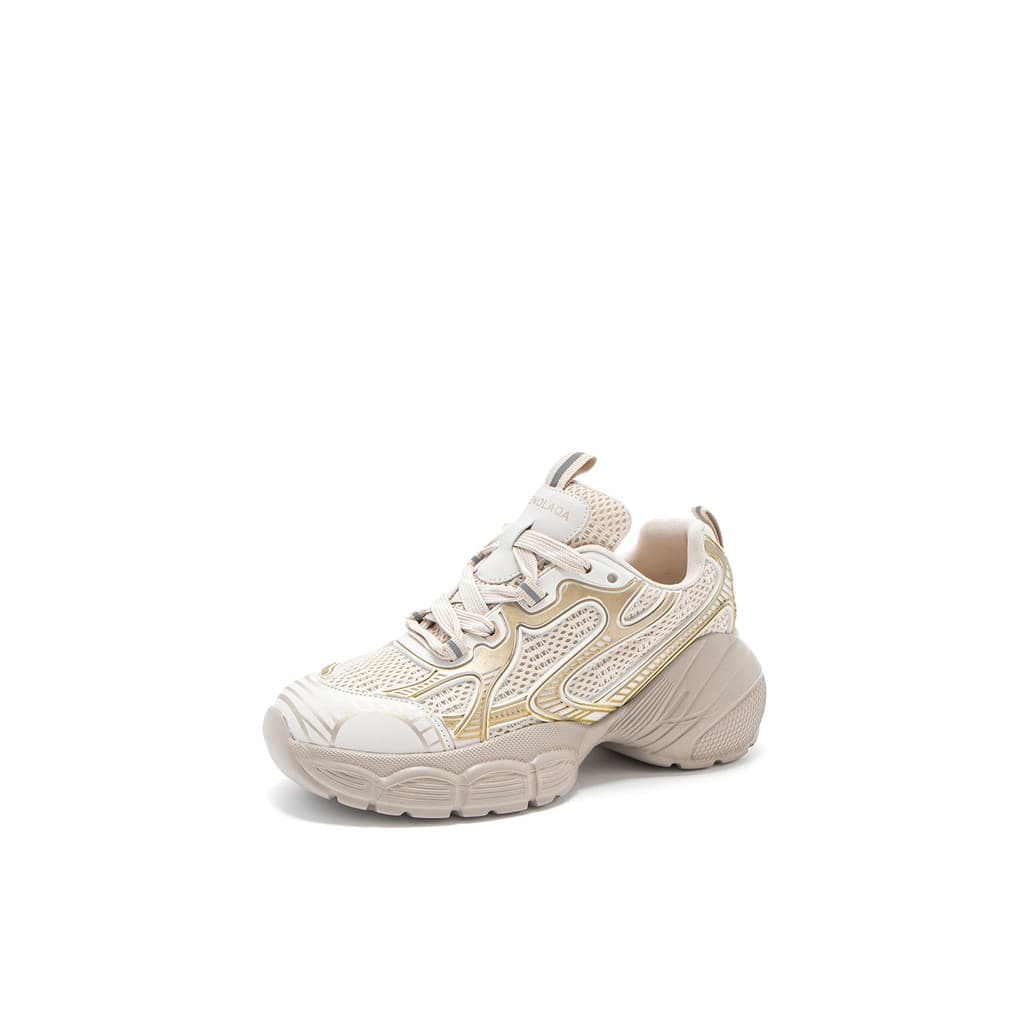Qi tecido de couro leve moda papai sapatos casuais femininos 5003