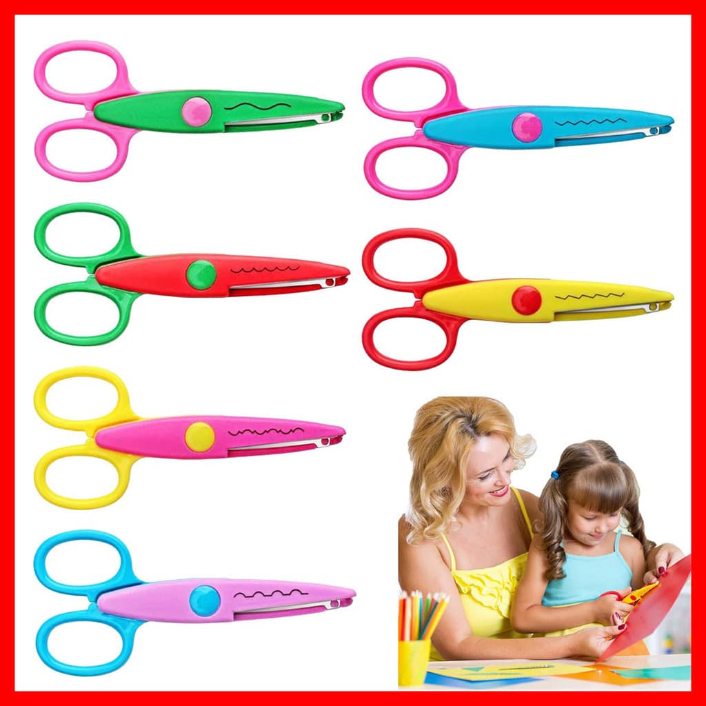 Kit de tesouras decorativas artesanais de 6 peças, adequado para DIY artesanal Infantil (6 padrões)