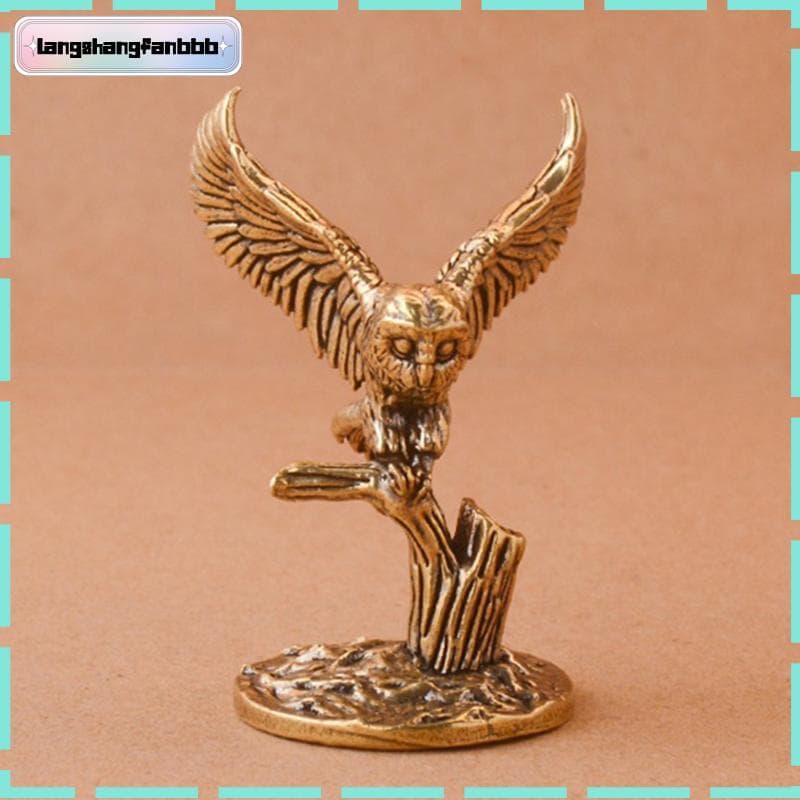 [LANGB] Estatuetas Em Miniatura De Coruja De Latão Sólido Antigo Retrô Cobre Animal Chá De Estimação Ornamento De Mesa D