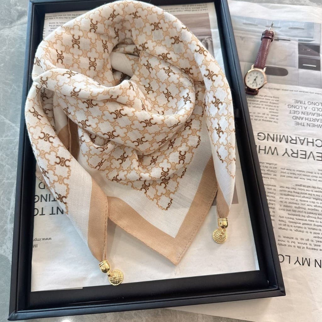 Outono inverno novo estilo 65 lenço quadrado fivela magnética feminino impresso lenço de algodão de seda triângulo cache