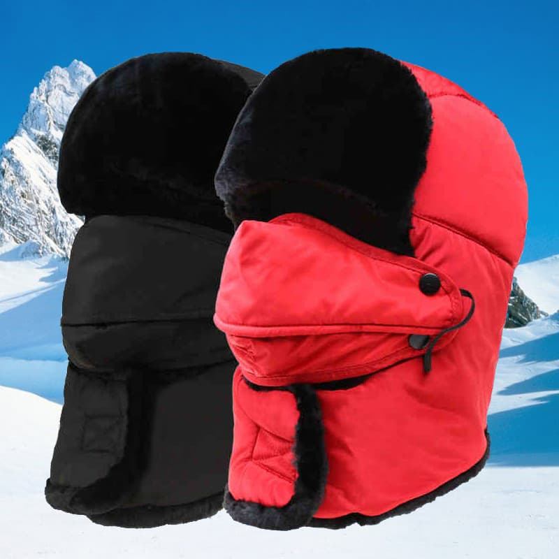 W Chapéu de inverno masculino Lei Feng chapéu com máscara proteção de pescoço ao ar livre chapéu quente feminino algodão