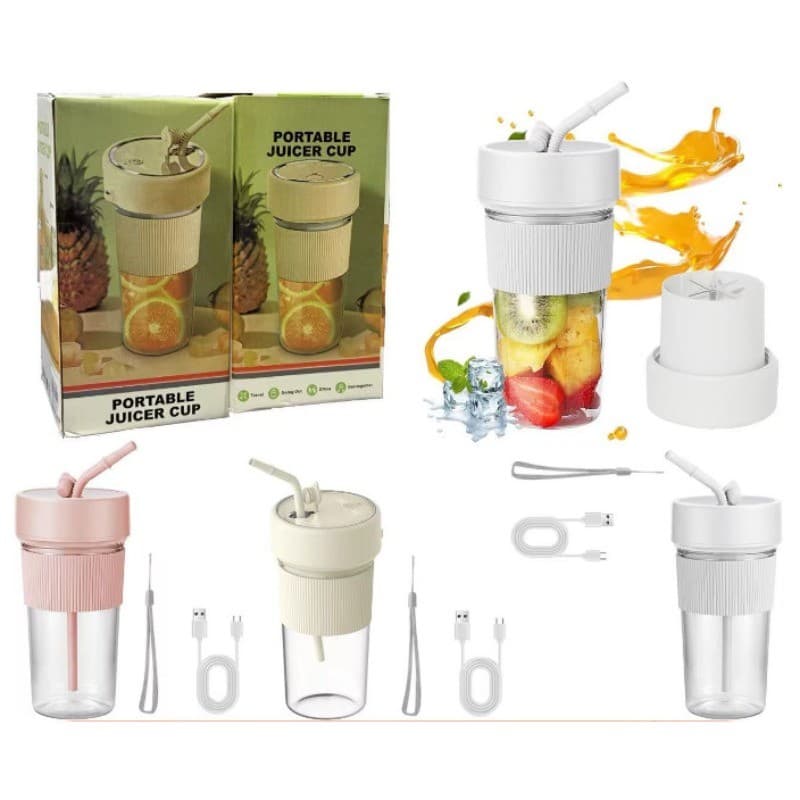 Liquidificador Portátil 350ml com Canudo-lâmina de aço ,Bateria Recarregável USB-C,Para Smoothie e Sucos(Presente Ideal)