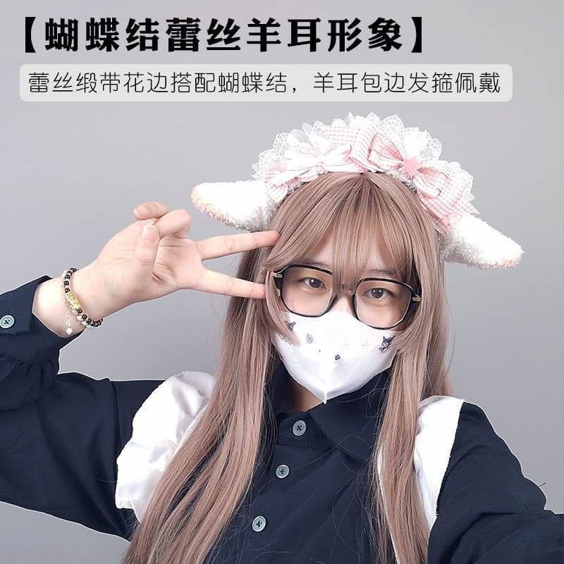 [Estoque pronto] Bonito doce menina Headwear exposição em quadrinhos lolita orelha de ovelha acessórios para o cabelo de