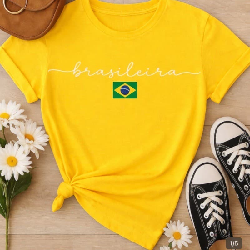 Camiseta Feminina Copa Brasil 100% Algodão 2026 Camisa