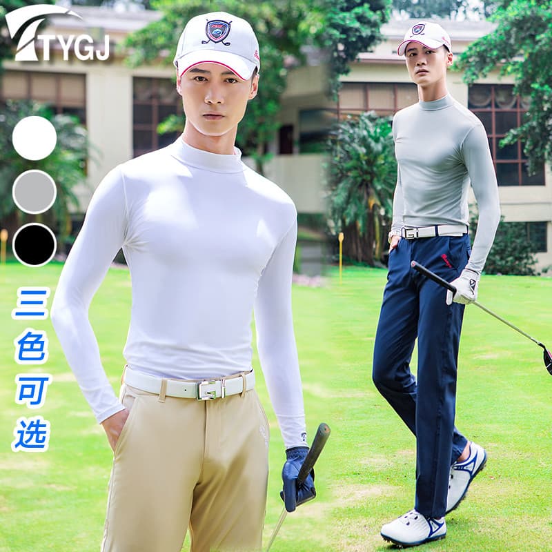 Golf masculino gelo seda protetor solar roupas camisa de fundo de manga comprida camiseta masculina verão de secagem ráp