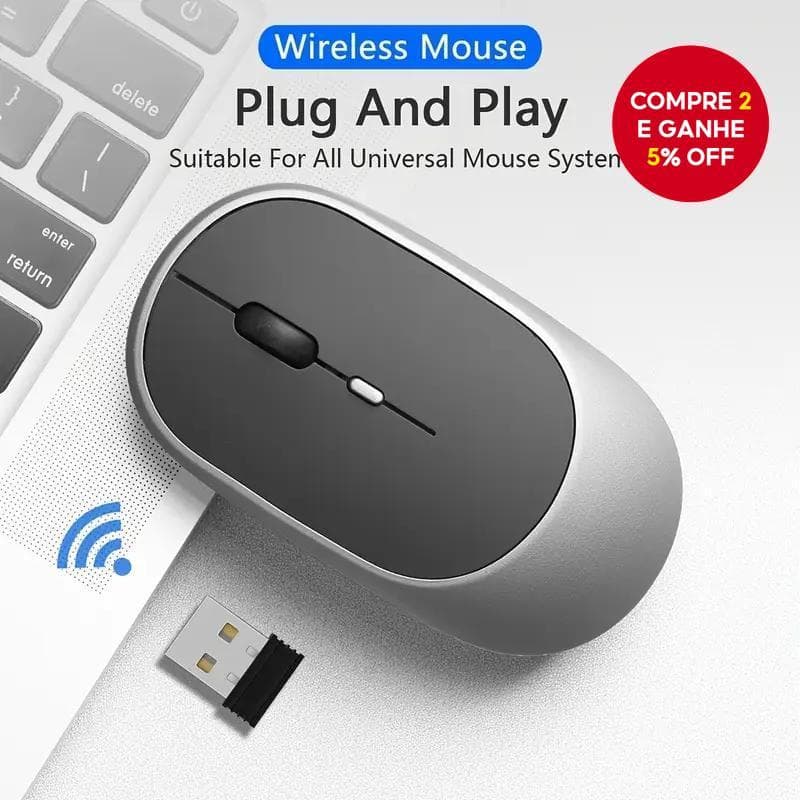Mouse Sem Fio Recarregável Bluetooth 5.0 Clique Silencioso Para PC Laptop Macbook-Presente De Feriado