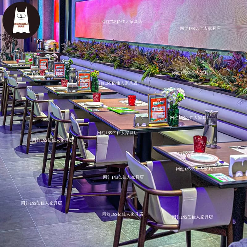 Estilo Industrial Retro cadeira de mesa madeira maciça combinação tema restaurante café leite loja chá pequeno Hotel luz
