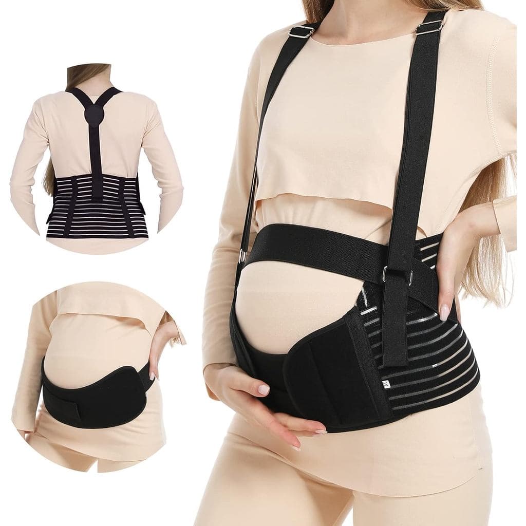 Cintas Abdominais para Gestantes - Cinto de Suporte para Gravidez - Faixa Abdominal Respirável, Suporte para Costas, Vár
