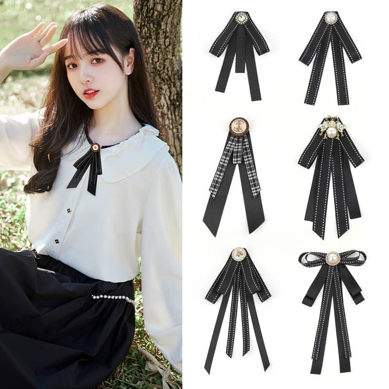 Gravata borboleta decoração feminina temperamento preto gravata borboleta estilo Preppy primavera britânica doce estilo