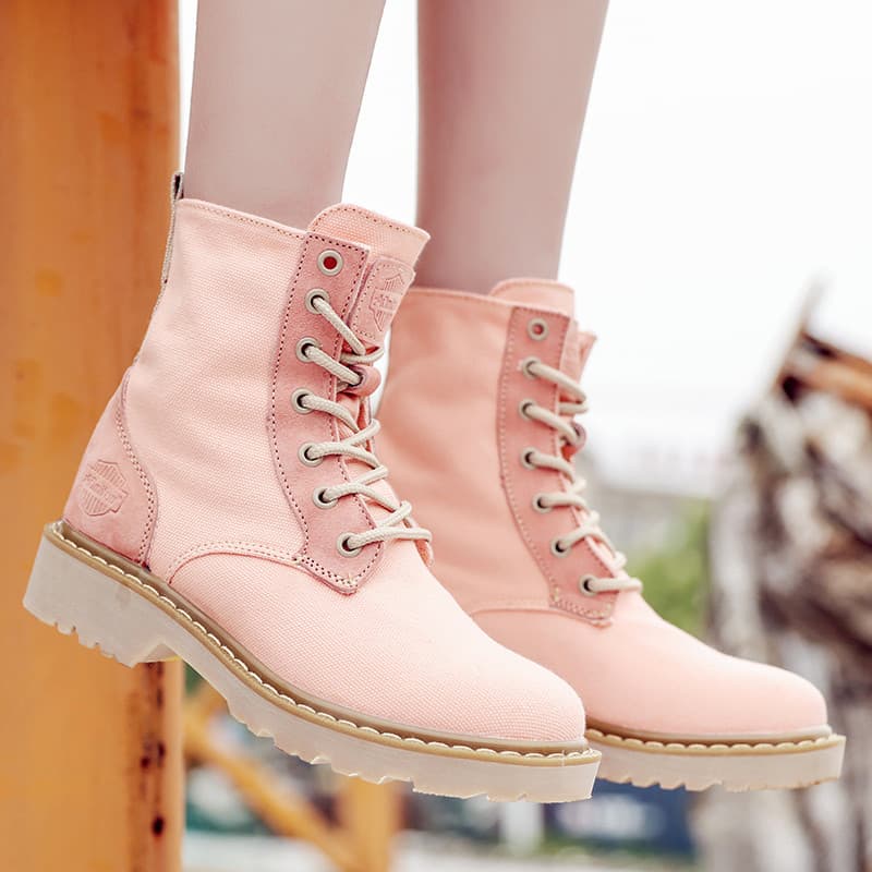 Sapatos de lona de alta qualidade respirável Martin botas ao ar livre botas curtas britânicas botas femininas casuais na