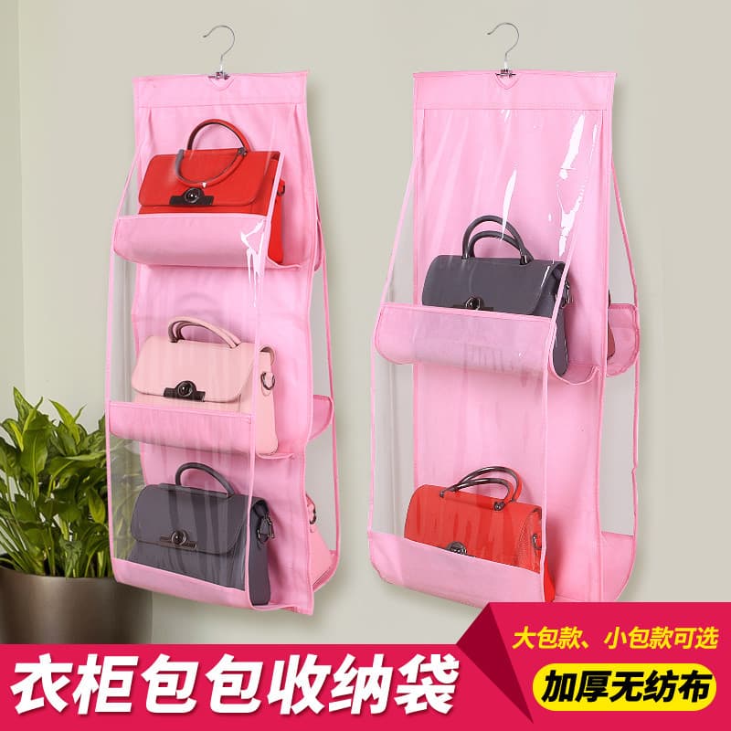 Saco de armazenamento pendurado saco de armazenamento dupla face transparente guarda-roupa pendurado saco Multi-camada p