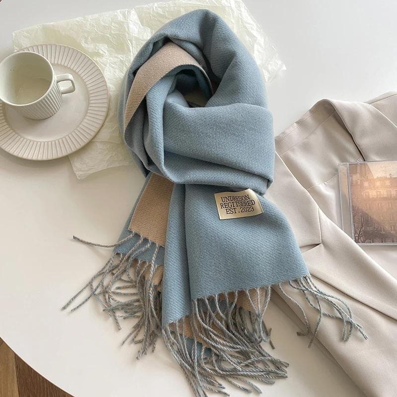 Nova Moda Cachecol De Caxemira Inverno Quente Para Mulheres Malha Cor Sólida Dupla Face Envolve Lenço De Pescoço