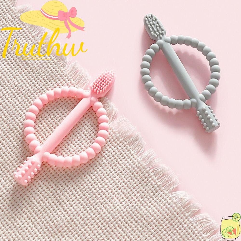 Brinquedos De Mastigar TRUTHW , Mordedor De Bebê De Silicone Sem BPA Com Alça Fácil De Segurar , Escova De Dentes Infant