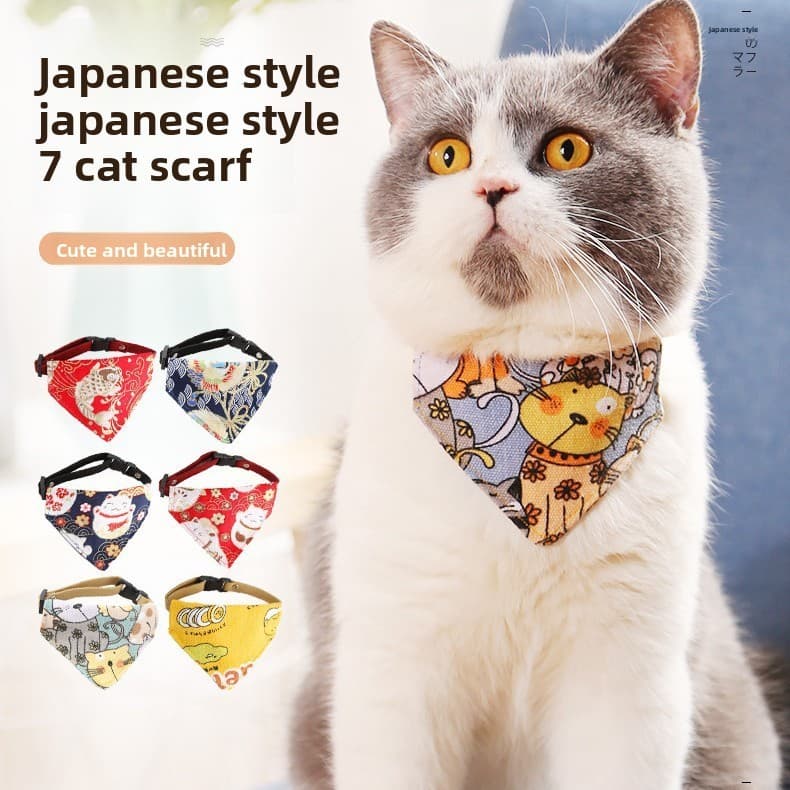 Estilo japonês Pet triângulo cachecol gato pequeno cão Saliva toalha acessórios