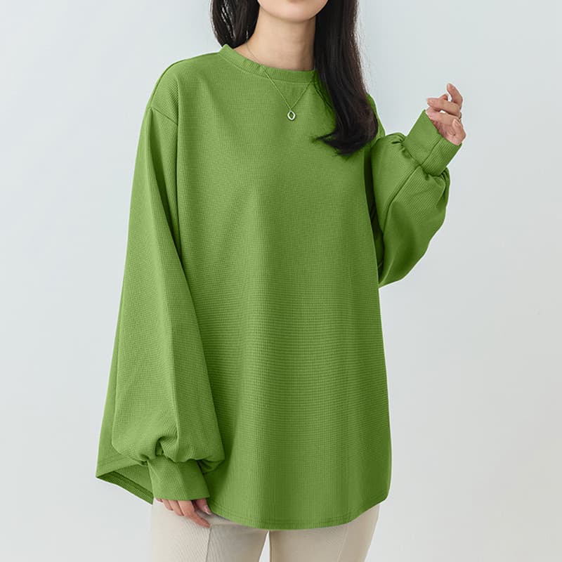 Outono inverno estilo japonês temperamento novo estilo feminino moletom de manga comprida Bottoming solto topo Waffle as