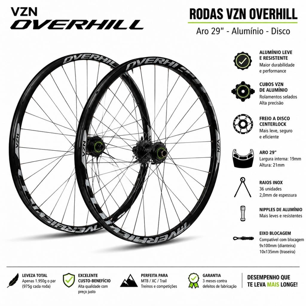 Par Rodas Aro 29 Vzan Overhill K7 Freio a Disco Center Lock MTB Bike 29er