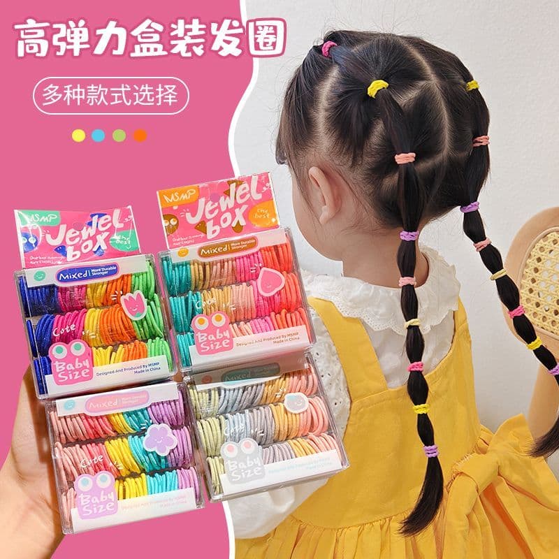Anel de cabelo cor arco-íris meninas alta elasticidade tamanho pequeno Volume de cabelo pequeno anel de polegar corda de