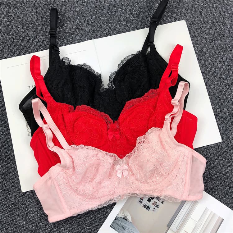 D41-11 feminino estilo fino seios grandes sutiã pequeno roupa interior sutiã sutiã forro de algodão BC copo verão renda