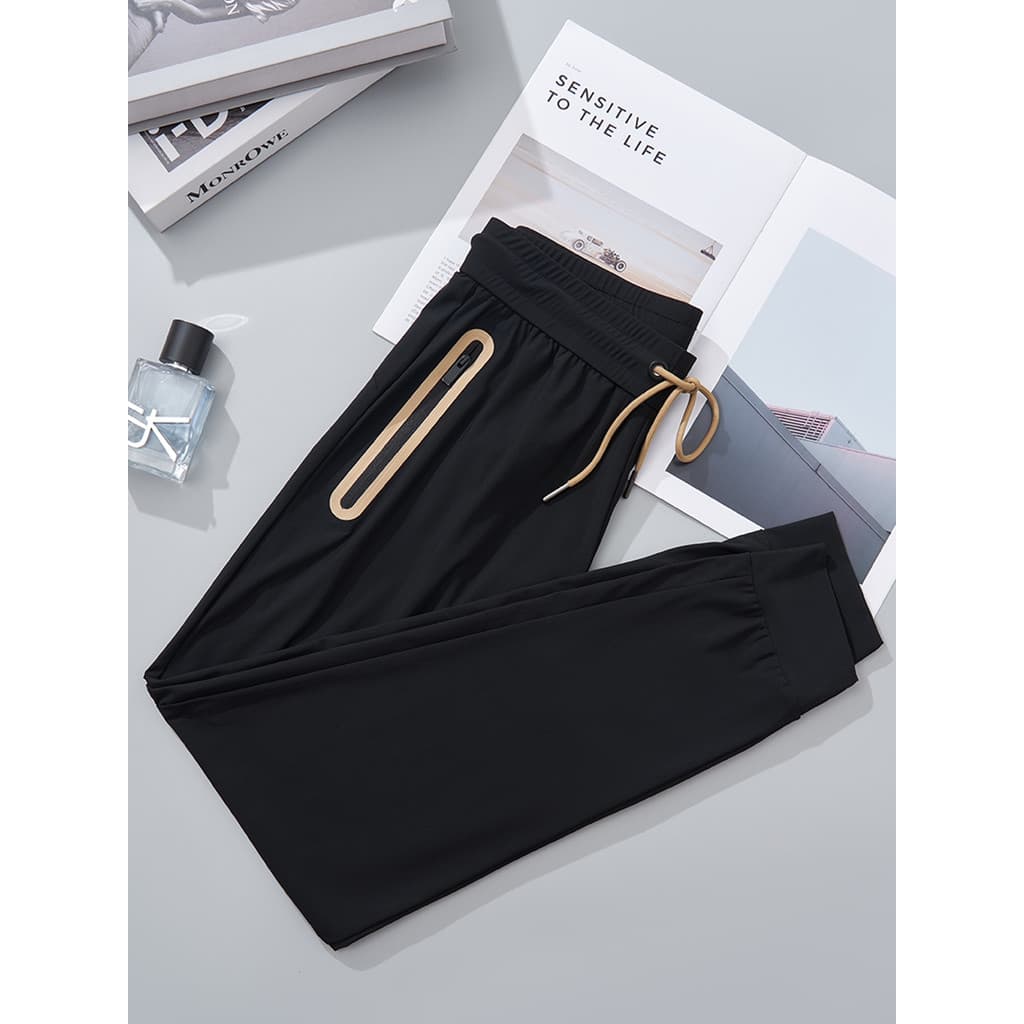 Calças casuais de verão calças esportivas masculinas Sweatpants juventude All-Match Tie-Leg fino estiramento calças de s
