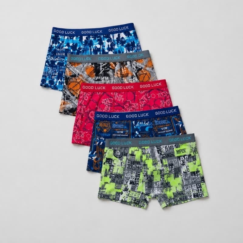 Kit 5 Cuecas Boxr Infantil Microfibra Estampadas Cuecas Boxer Meninos Confortvel Dia a Dia