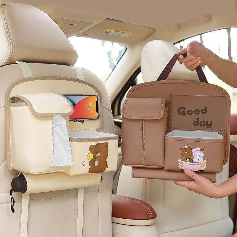 Multifuncional saco de armazenamento do carro bonito dos desenhos animados banco traseiro volta pendurado saco de armaze