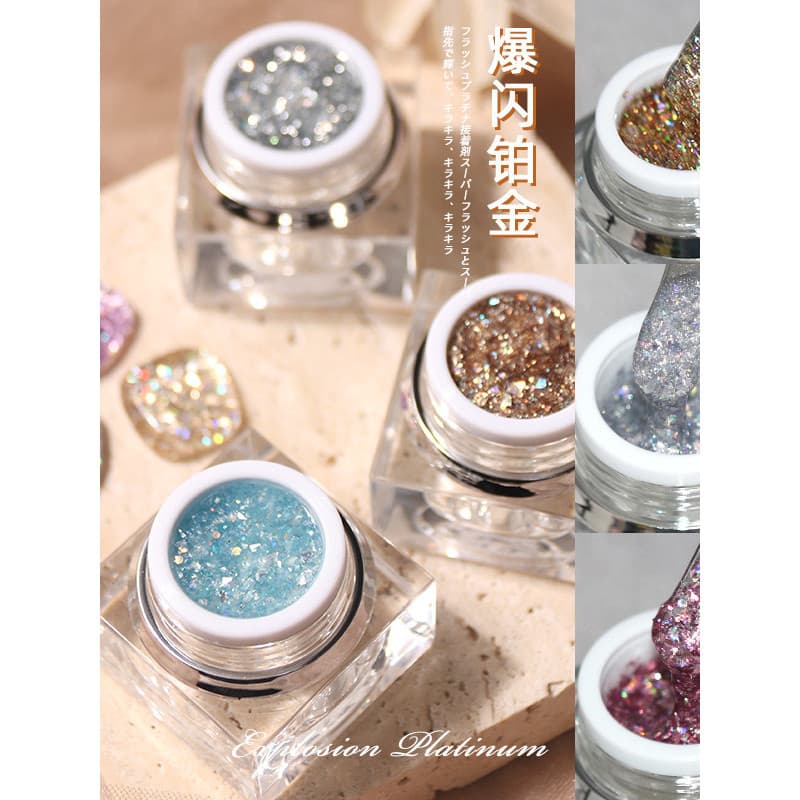 FN estilo japonês estroboscópio de alta densidade platina cola pintada cola de Metal de alta densidade Glitter unha polo