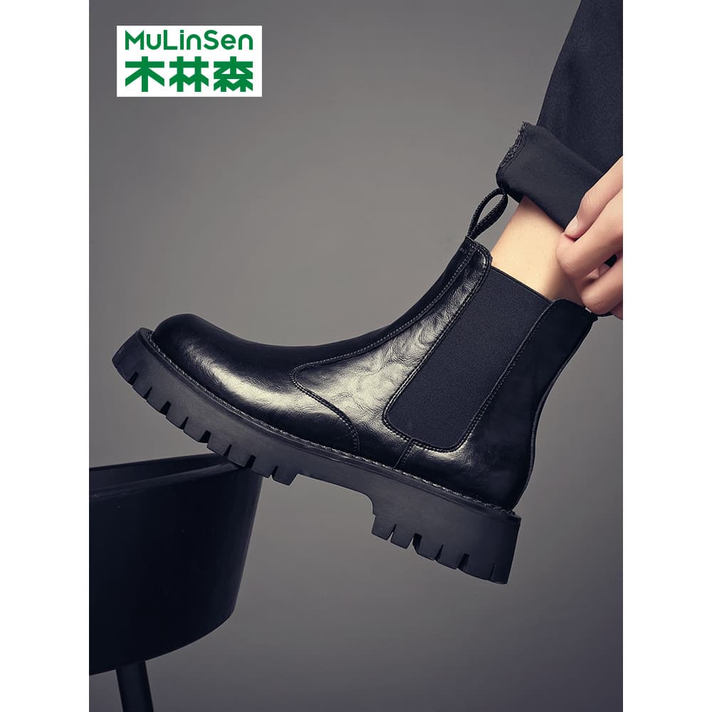 Mulin Senchelsea Botas Masculinas De Cano Alto Estilo Britânico Botas Masculinas De Sola Grossa Aumentada Forro De Lã De