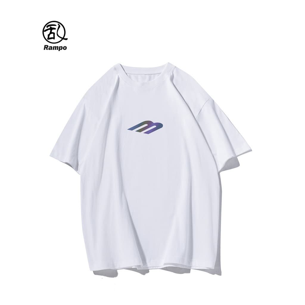 Street Art Street Wear Único estilo ins reflexivo impresso puro algodão 220G camiseta de manga curta masculina feminina