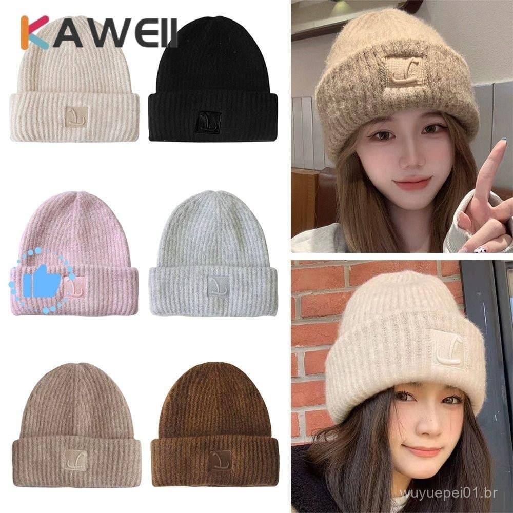Chapéu Quente KAWEII , Gorros De Malha De Cor Sólida , Gorro Hip-hop De Inverno À Prova De Vento Unissex