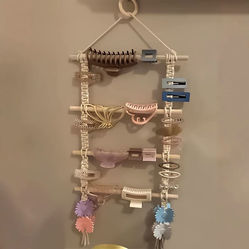 Headwear infantil Multi-camada arrumado ferramenta útil grampo de cabelo armazenamento fixado na parede tapeçaria tecida